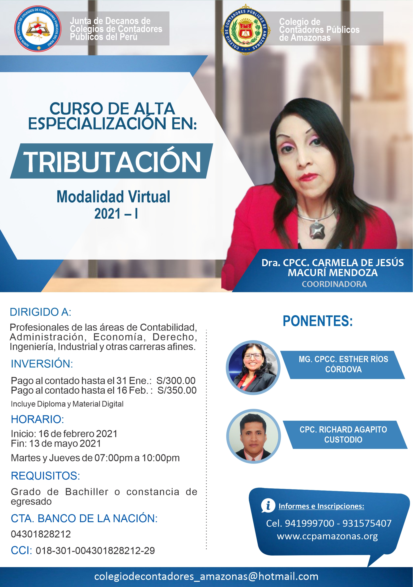 Thumbnail for the post titled: CURSO DE ALTA ESPECIALIZACIÓN EN: TRIBUTACIÓN 2021-I